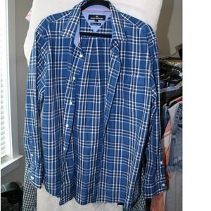 Classic Collection Mens Blue Plaid Button Down Shirt Regular Fit Long Sleeve L